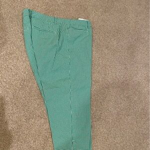 Talbots Perfect Skimmer cropped pants, green gingham, size 12